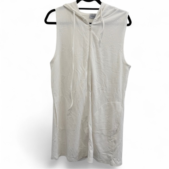 Tybee Island White Sleeveless Hooded Coverup size medium - Picture 1 of 2